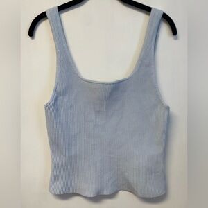Aritzia Babaton Sculpt Knit Light Blue Ribbed Tank